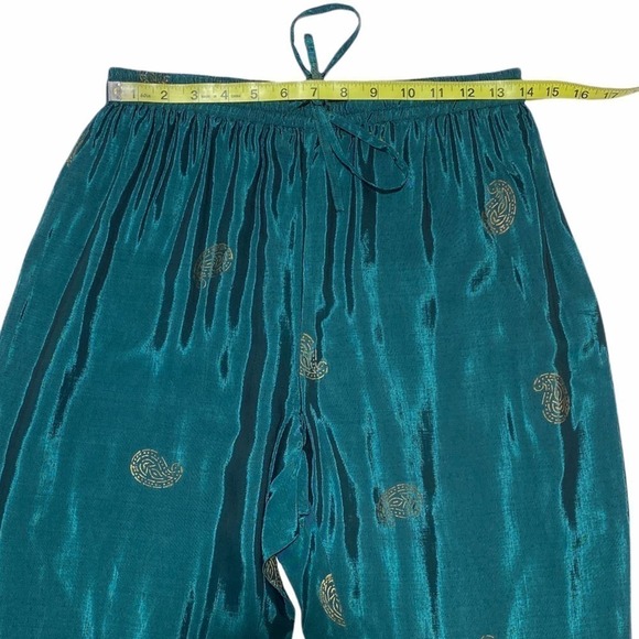 CHAMPAGNE Collections by All That Glitter Teal & Gold Embroidered Pajama Set - Picture 11 of 15